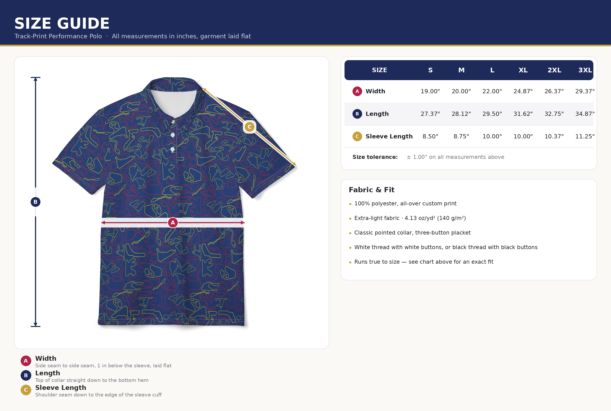 Tracks & Tees Polo Shirt | Blue, Red & Yellow