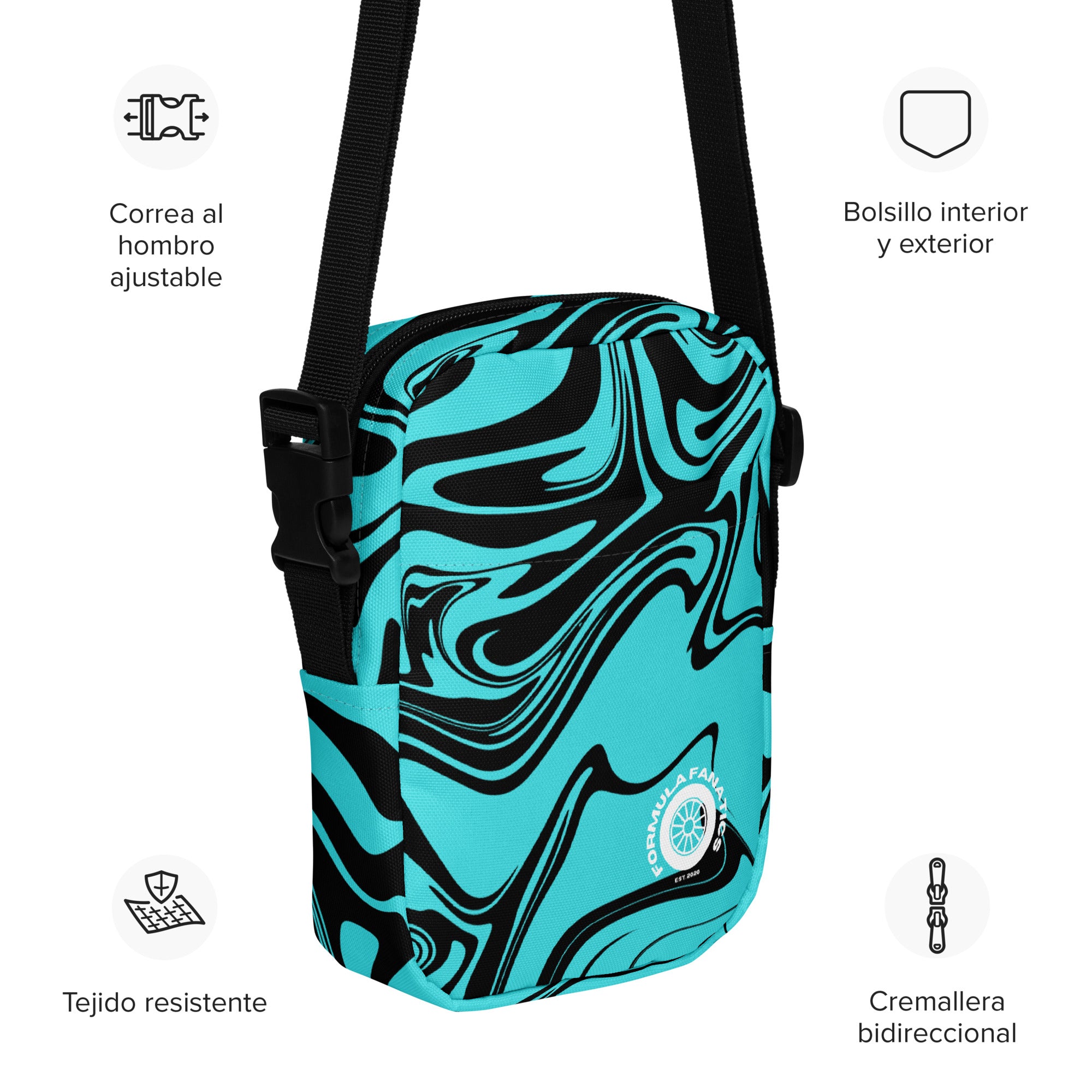 Black/Turquoise Utility crossbody bag - FormulaFanatics