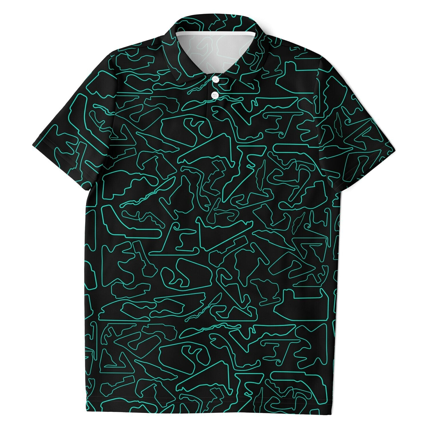 Track Outlines Teal & Black Kids Polo Shirt
