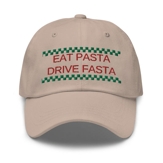 EAT PASTA DRIVE FASTA Dad hat - FormulaFanatics