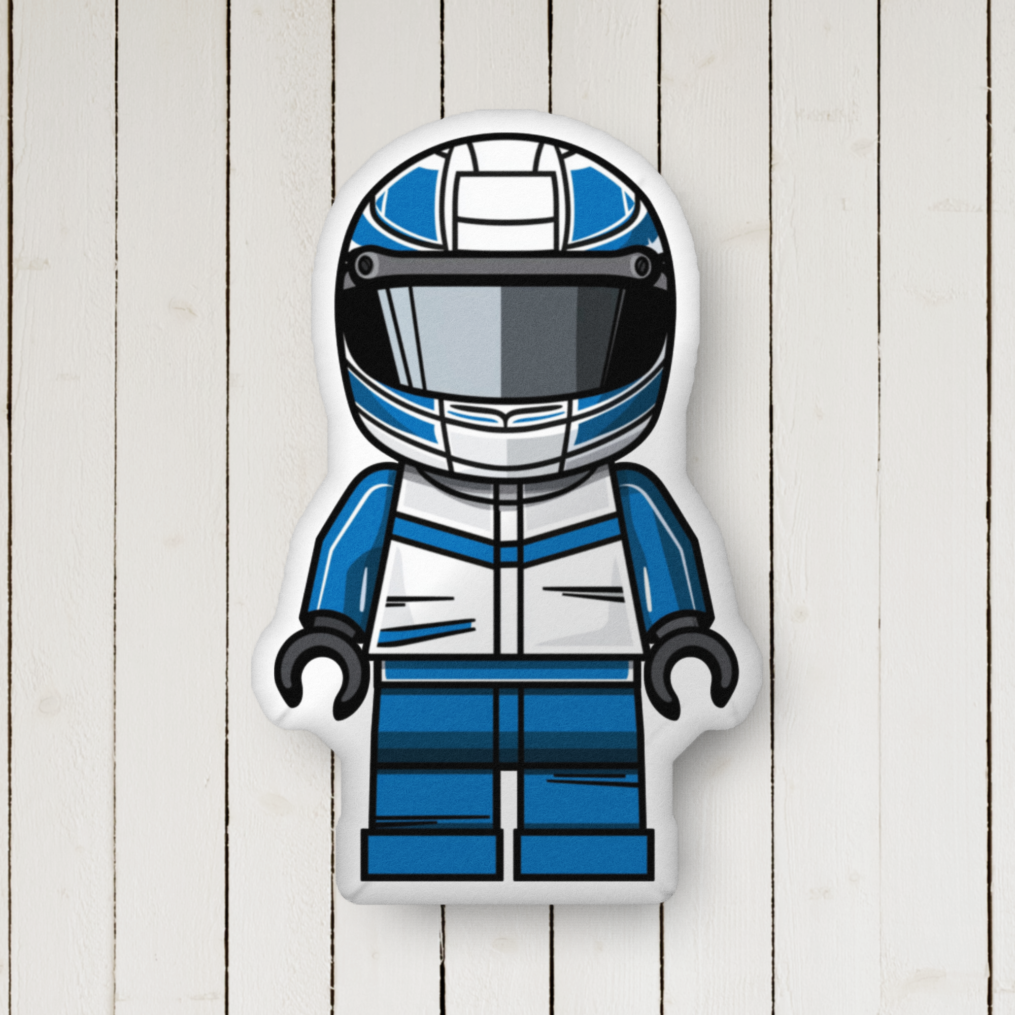 Micro Drivers White/Blue Custom-Shaped Pillow