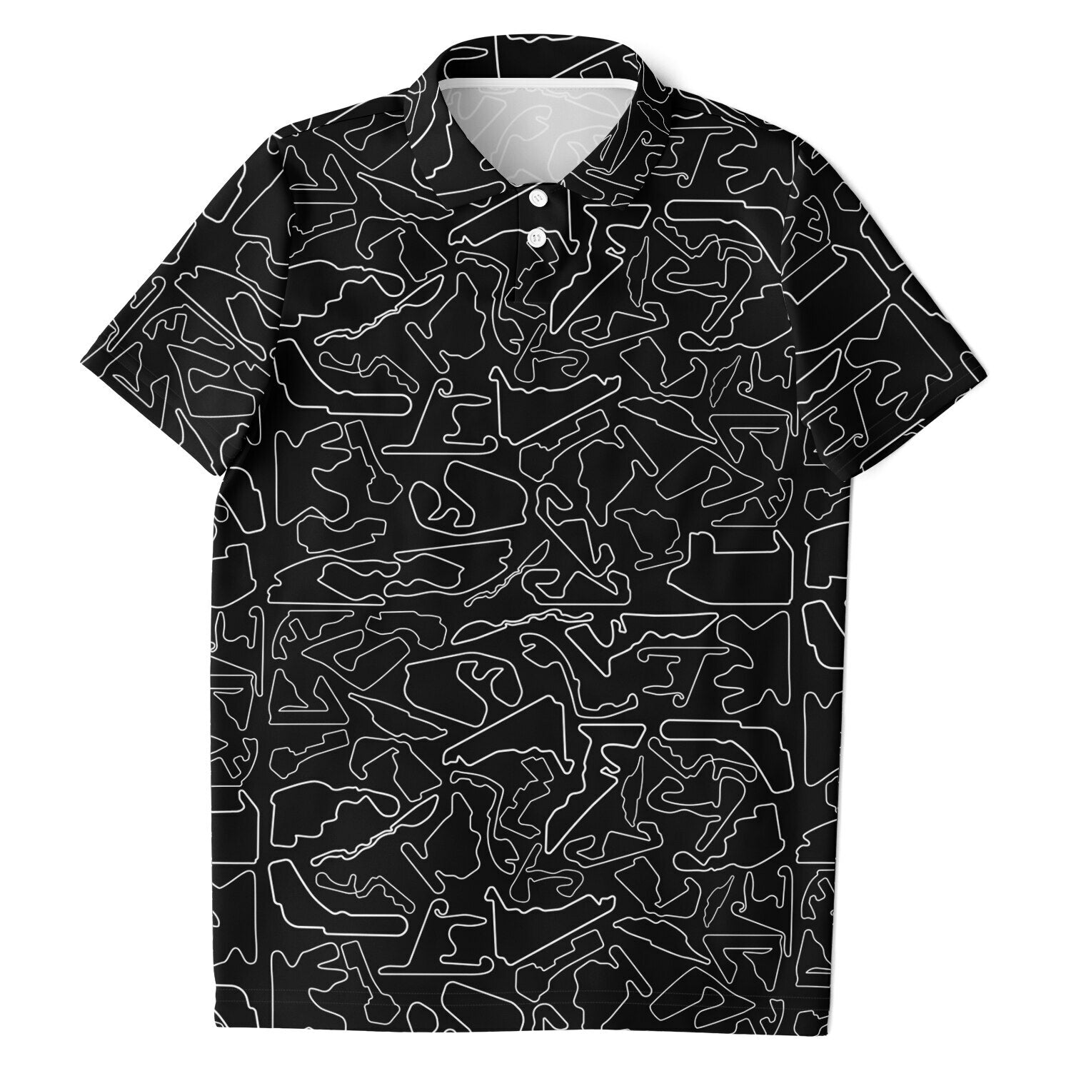 Track Outlines Black & White Kids Polo Shirt