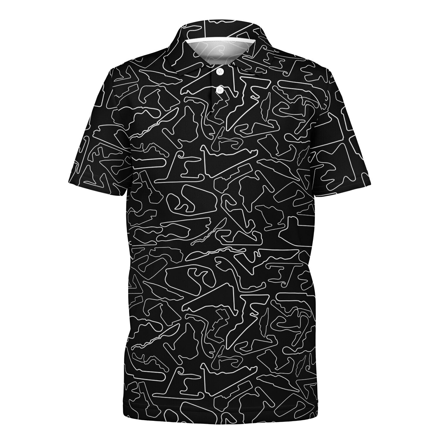 Track Outlines Black & White Kids Polo Shirt