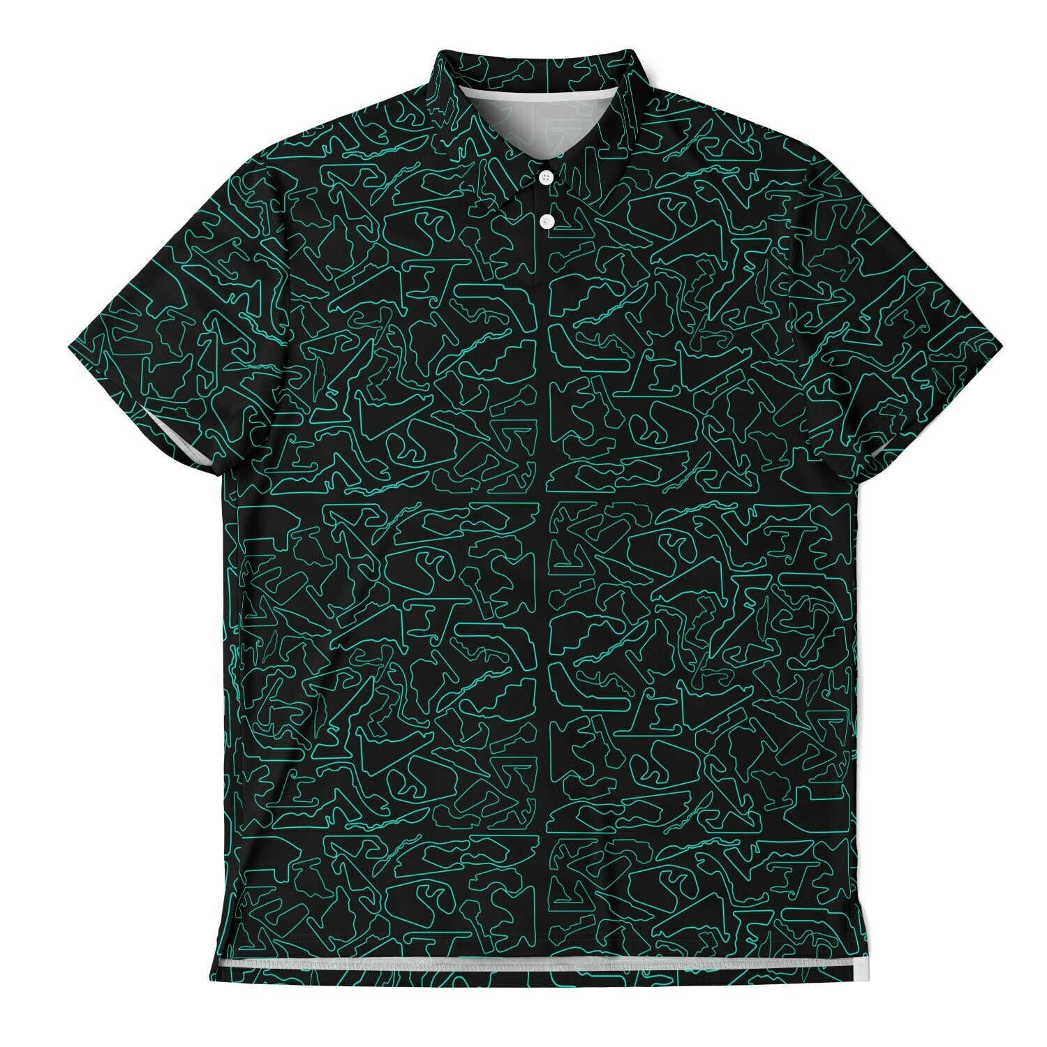 Circuits Classic Men's Polo T-Shirt - Teal and Black