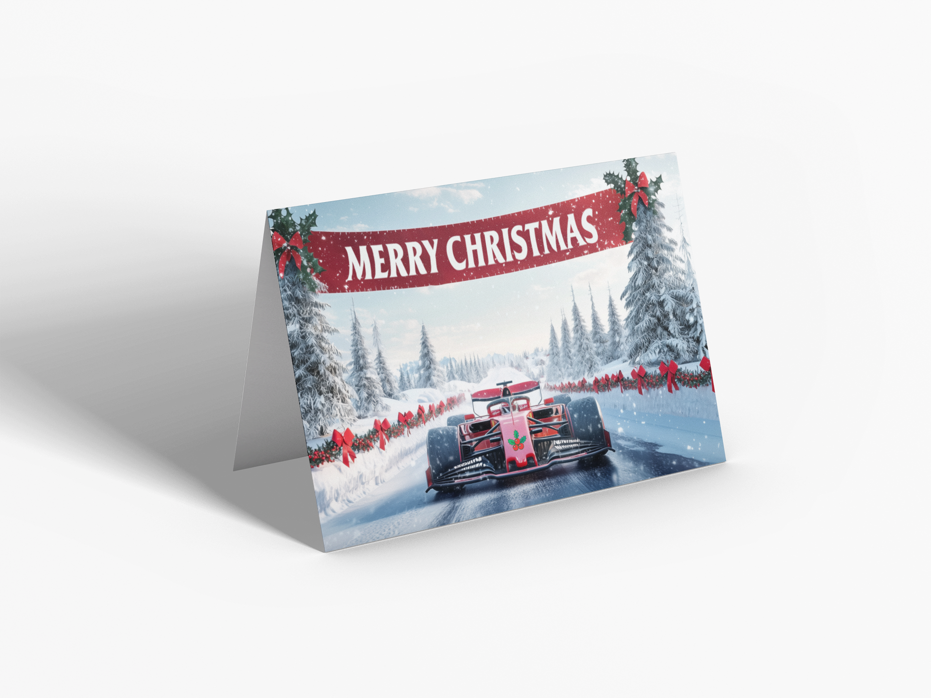 Red F1 Car Christmas Greeting Card