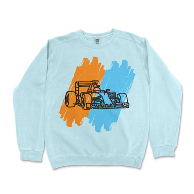 Paint Stroke Racing Sweatshirt - Papaya/Bright Turquoise - FormulaFanatics