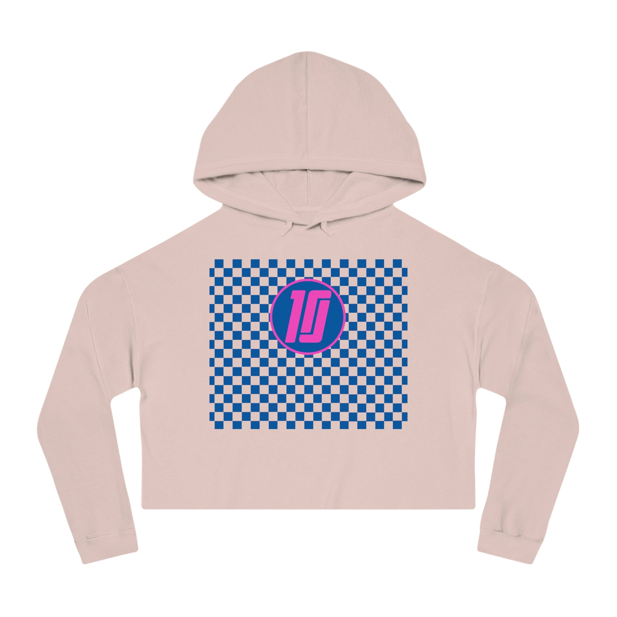 Checkered 10 Women’s Cropped Hooded Sweatshirt - FormulaFanatics
