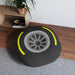 Motorsport Tire - Yellow Tufted Floor Pillow, Round - FormulaFanatics