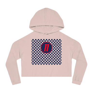 Checkered "11" Women’s Cropped Hooded Sweatshirt - FormulaFanatics