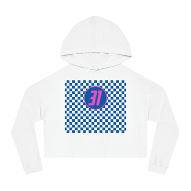 Checkered "31" Women’s Cropped Hooded Sweatshirt - FormulaFanatics