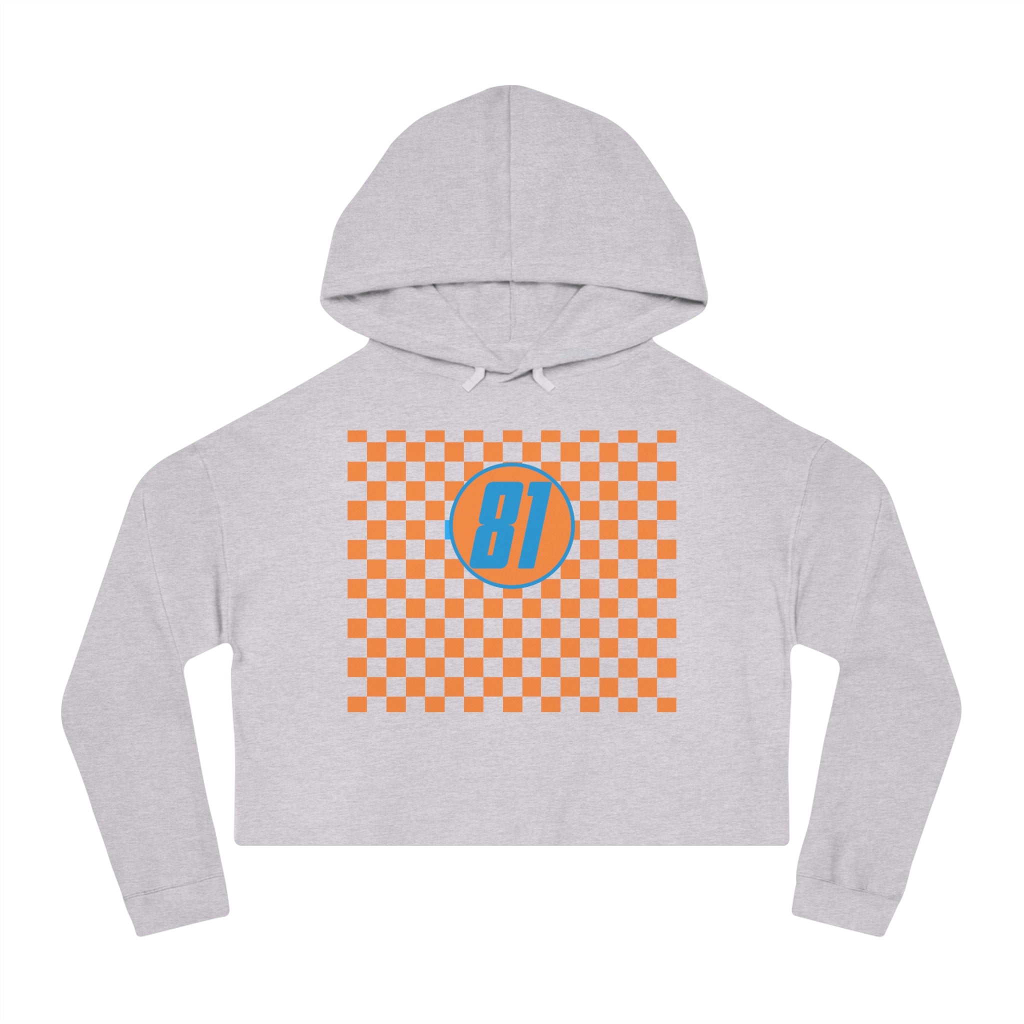 Checkered "81" Women’s Cropped Hooded Sweatshirt - FormulaFanatics