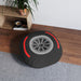 Motorsport Tire - Red Tufted Floor Pillow, Round - FormulaFanatics