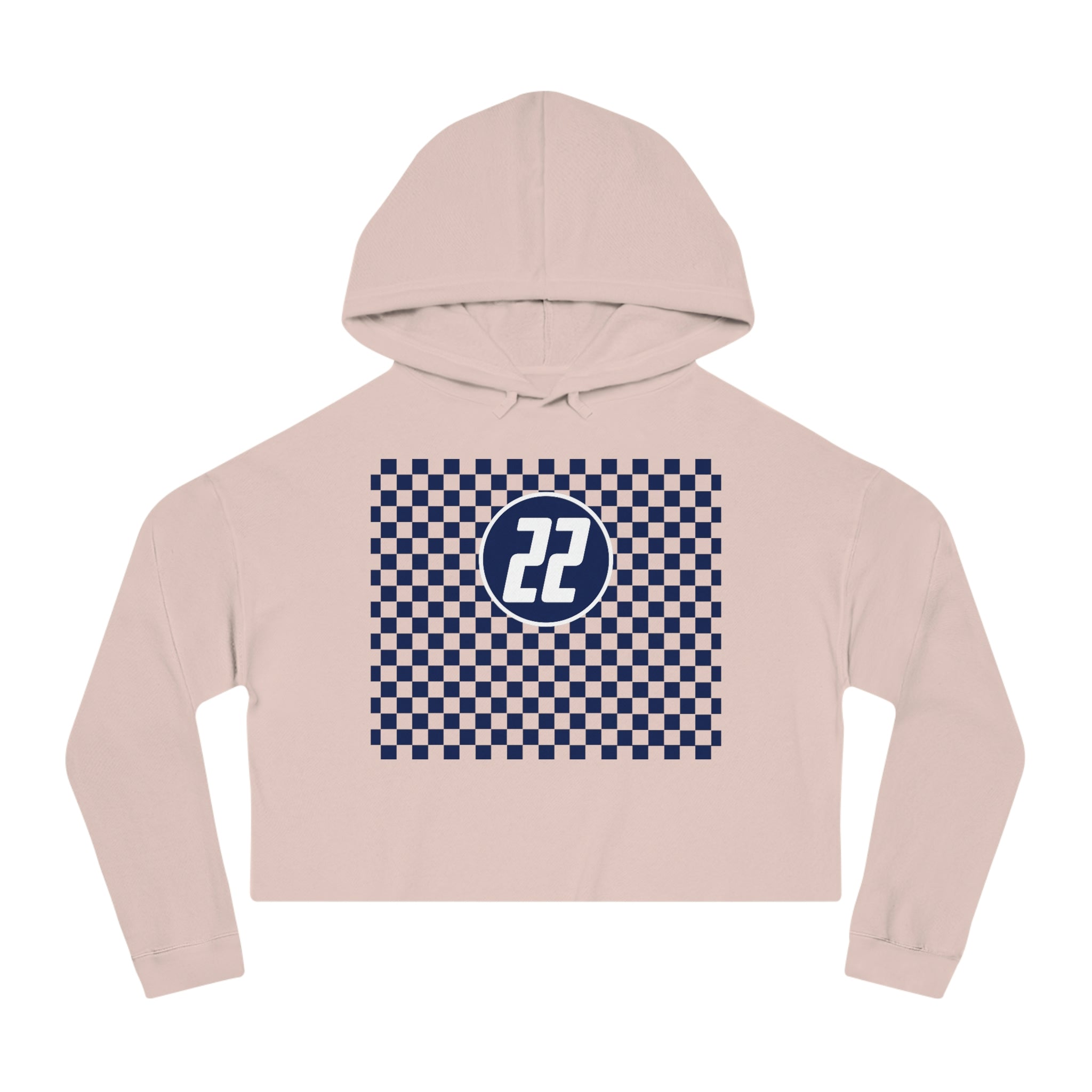 Checkered "22" Women’s Cropped Hooded Sweatshirt - FormulaFanatics