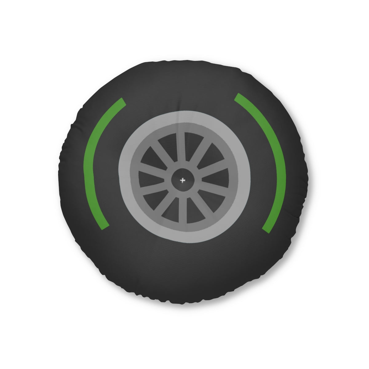 Motorsport Tire - Green Tufted Floor Pillow, Round - FormulaFanatics