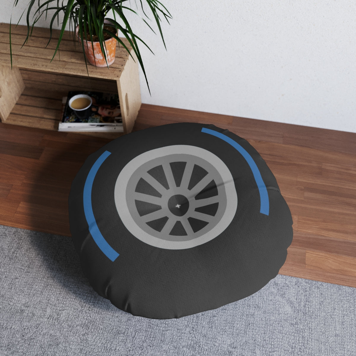 Wet Tire Compound Design - Tufted Floor Pillow, Round - FormulaFanatics