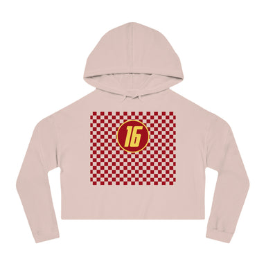 Checkered "16" Women’s Cropped Hooded Sweatshirt - FormulaFanatics