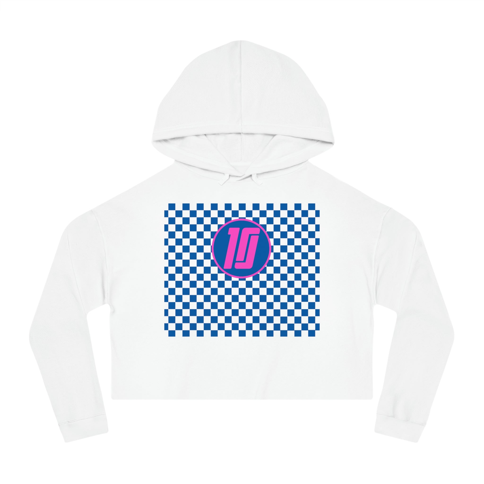 Checkered 10 Women’s Cropped Hooded Sweatshirt - FormulaFanatics