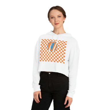 Checkered "4" Women’s Cropped Hooded Sweatshirt - FormulaFanatics