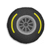 Motorsport Tire - Yellow Tufted Floor Pillow, Round - FormulaFanatics